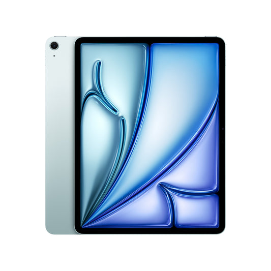Front and back view display of the 13-inch iPad Air Wi-Fi 128GB Blue M4 available at Tradeline.