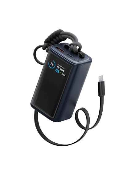 ENERGEA Compac Arc 45, 10000mAh Powerbank With Built In 70cm Usb-c Cable Pd 45W - BLUE