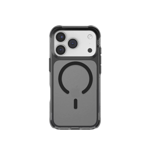 جراب UniQ LifePro Xtreme الهجين النحيف المقاوم لبصمات الأصابع والمتوافق مع MagClick لهاتف iPhone 17 Pro - دخاني