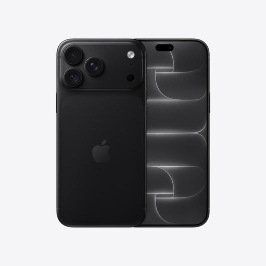 Front and back view display of the iPhone 18 Pro Max 256GB Black available at Tradeline.