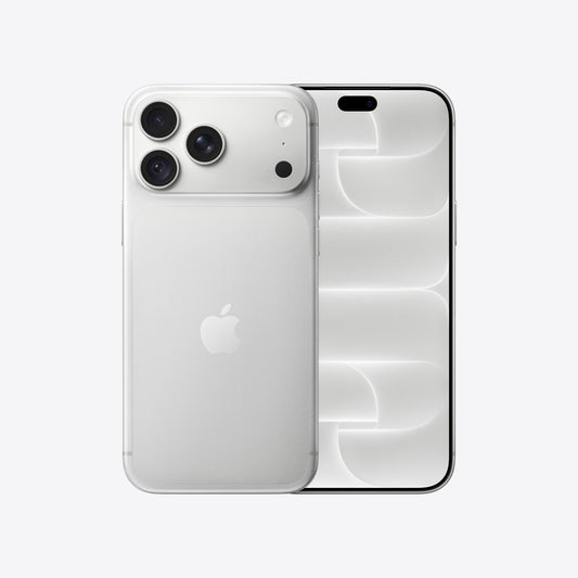 Front and back view display of the iPhone 18 Pro Max 256GB Silver available at Tradeline.