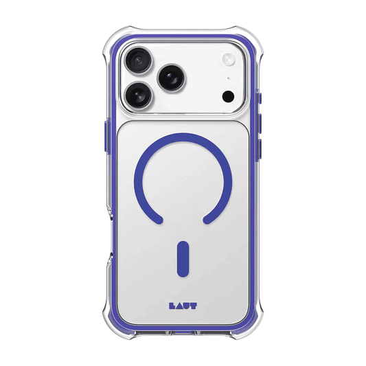 Rear view of the ultra-rugged Laut AERO PROTECT matte case for iPhone 17 Pro Max in Future Blue from Tradeline.