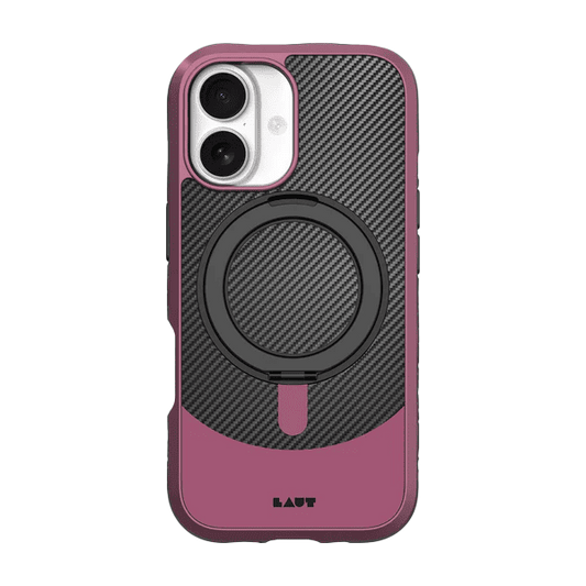 Rear view of the sleek Laut CARBON MATTER armor case for iPhone 17 in Wine Red colorway available at Tradeline.