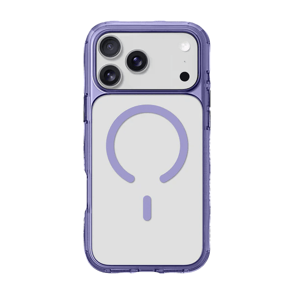 Rear view of the protective Laut CRYSTAL MATTER X case for iPhone 17 Pro in Purple Crystal tint available at Tradeline.