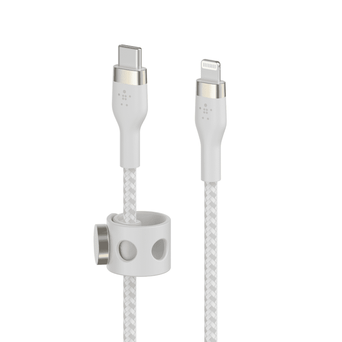 كابل Belkin BOOST↑CHARGE PRO Flex من USB-C إلى Lightning بطول 3 متر - أبيض