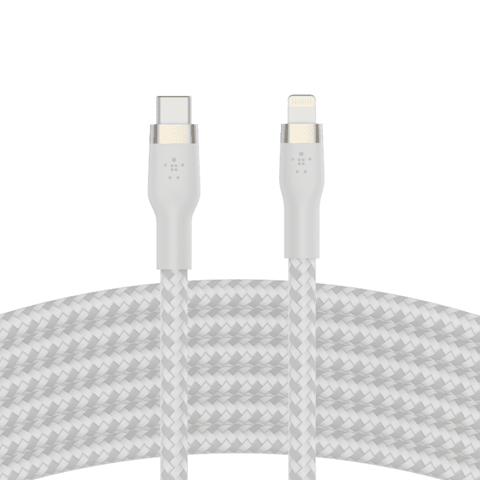 كابل Belkin BOOST↑CHARGE PRO Flex من USB-C إلى Lightning بطول 3 متر - أبيض