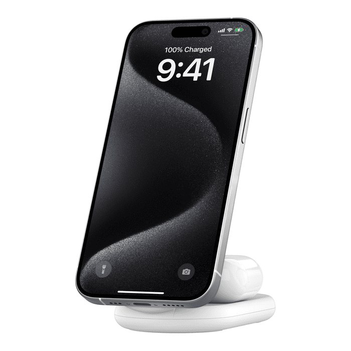 Belkin BoostCharge 2in1 Wireless Charging Stand with Magnetic Qi2 15W - White