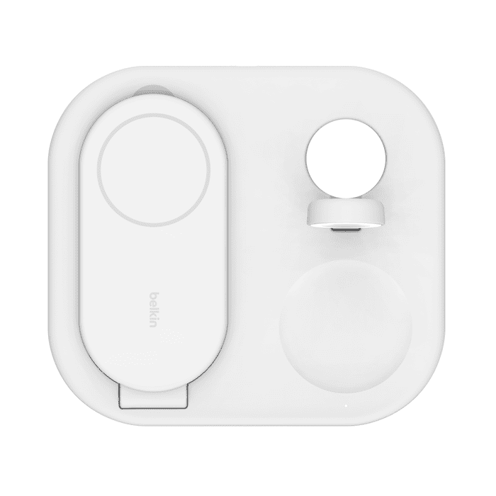 Belkin BoostCharge 3-in-1 Magnetic Charging Stand with Qi2 Fast Wireless Charging 15W - White