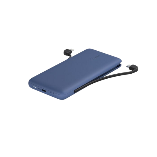 Belkin BoostCharge Plus 10K USB-C Power Bank with Integrated Cables - Blue