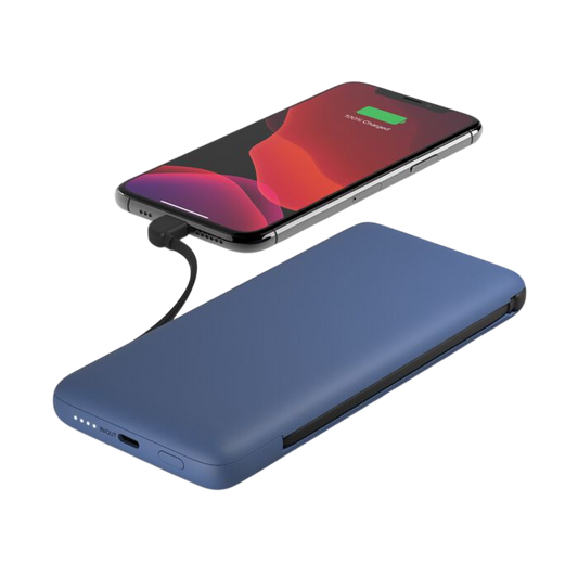 Belkin BoostCharge Plus 10K USB-C Power Bank with Integrated Cables - Blue