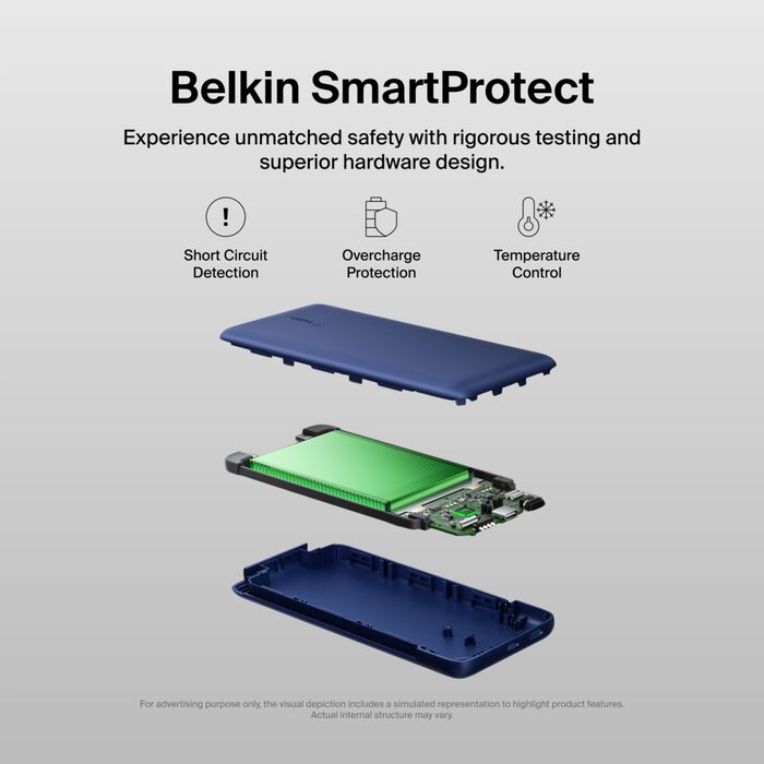 Belkin BoostCharge Plus 10K USB-C Power Bank with Integrated Cables - Blue