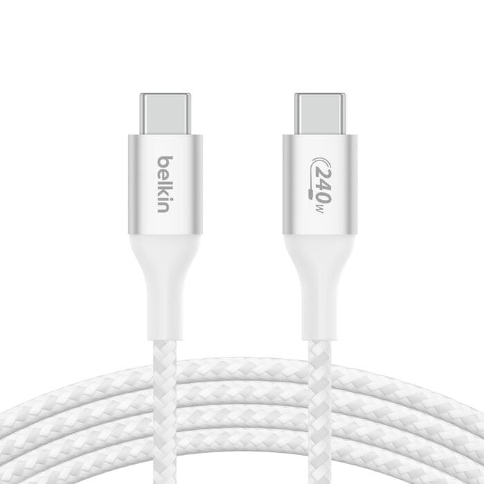 كابل Belkin BoostCharge من USB-C إلى USB-C بقدرة 240 واط (2 متر) - أبيض