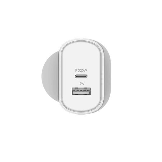 Cygnett 32W USB-C PD Dual Port Wall Charger -  White