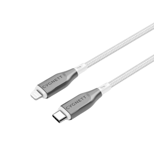 كابل Cygnett Armoured من Lightning إلى USB-C بطول 2 متر - أبيض
