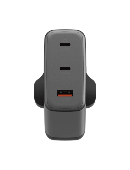 ENERGEA Ampcharge GaN100, 2 Port USB-C + 1 USB-A Wall Charger 100W - GUNMETAL