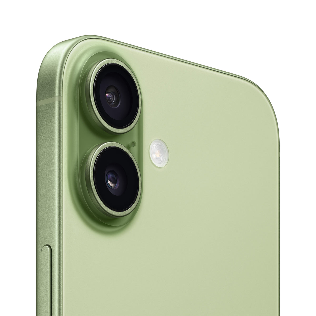 A close-up view of the Sage smartphone's rear camera module, highlighting the vertical dual-lens layout, a small microphone hole, and the adjacent flash ring.