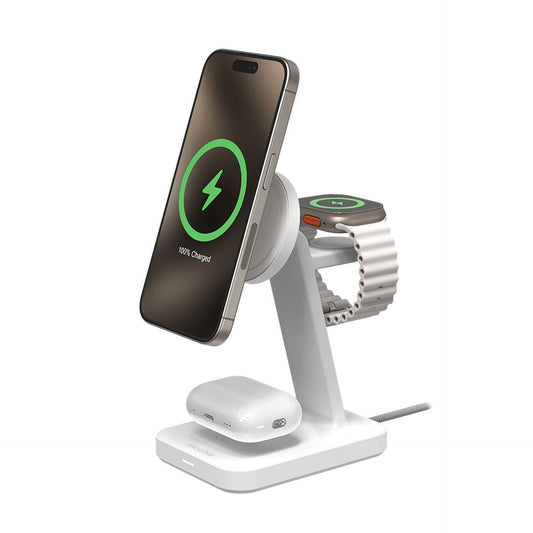 Mophie snap+ 3-in-1 wireless charge stand Qi2 - White