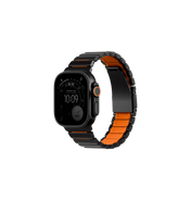 UNIQ STROVA FLEX APPLE WATCH SELF-ADJUSTABLE STEEL LINK BAND 49/46/45/44MM - MIDNIGHT BLACK/VOLT ORANGE