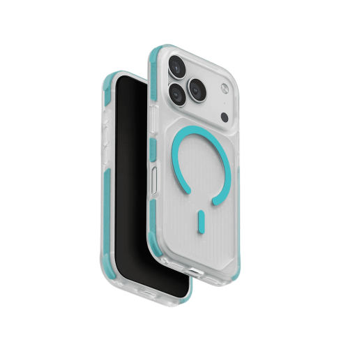 جراب UniQ Combat Active ثلاثي الطبقات متين للحماية لهاتف iPhone 17 Pro - شفاف/فيروزي