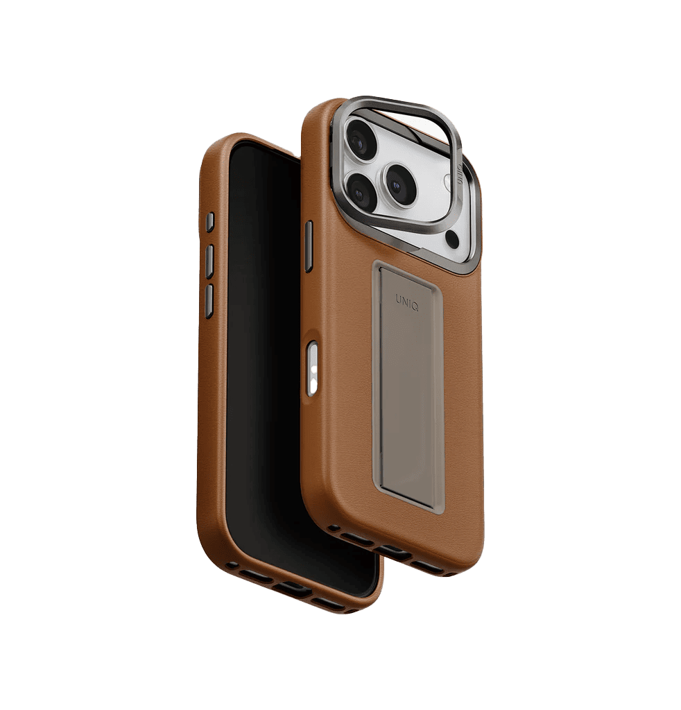 جراب UniQ Heldro Pro FlexGrip من الجلد الصناعي لهاتف iPhone 17 Pro - كراميل