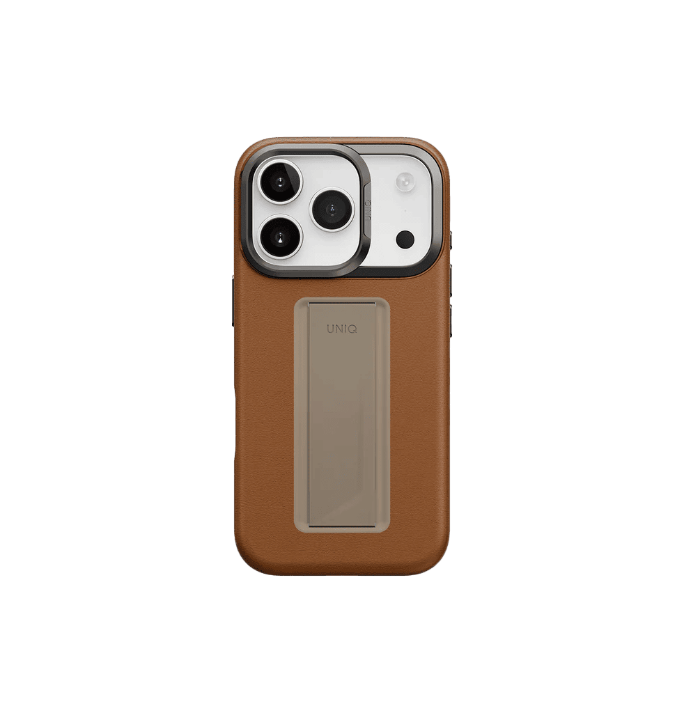 جراب UniQ Heldro Pro FlexGrip من الجلد الصناعي لهاتف iPhone 17 Pro - كراميل