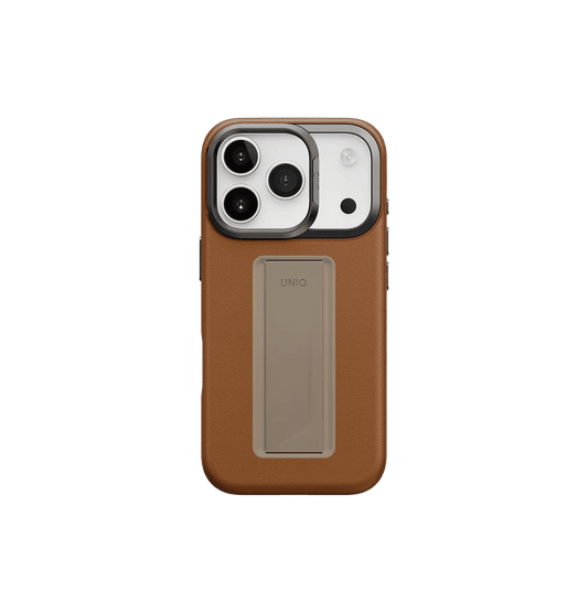 جراب UniQ Heldro Pro FlexGrip من الجلد الصناعي لهاتف iPhone 17 Pro - كراميل