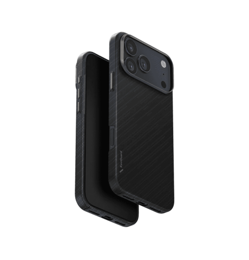 جراب UniQ Keva Edge Slimline المصنوع من ألياف الأراميد 100% لهاتف iPhone 17 Pro Max - أسود