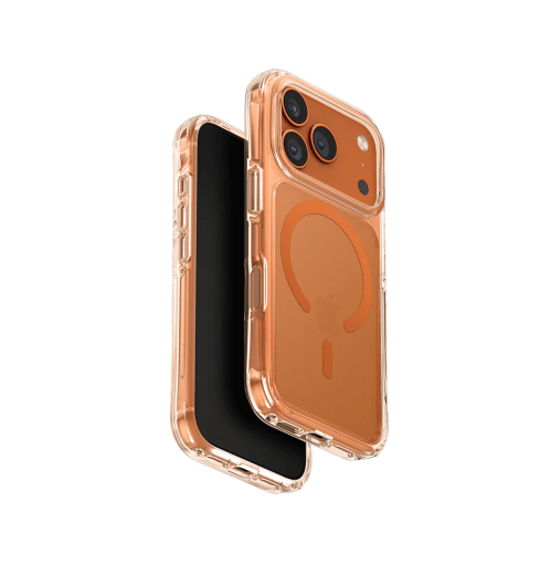 جراب UniQ LifePro Xtreme الهجين النحيف المقاوم لبصمات الأصابع والمتوافق مع MagClick لهاتف iPhone 17 Pro - برتقالي