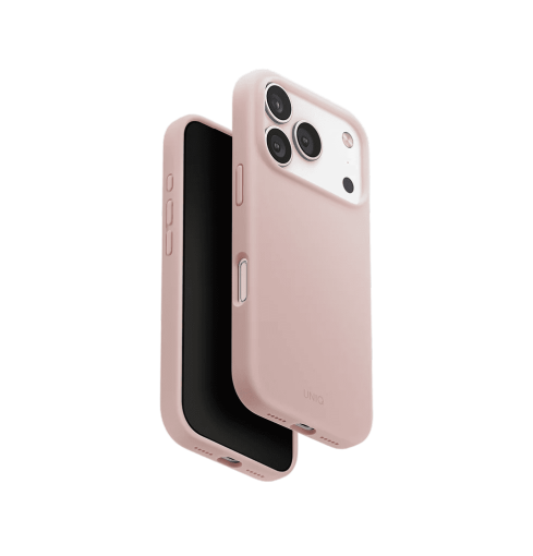 جراب UniQ Lino الهجين من السيليكون المتوافق مع MagClick لهاتف iPhone 17 Pro - وردي (Blush Pink)