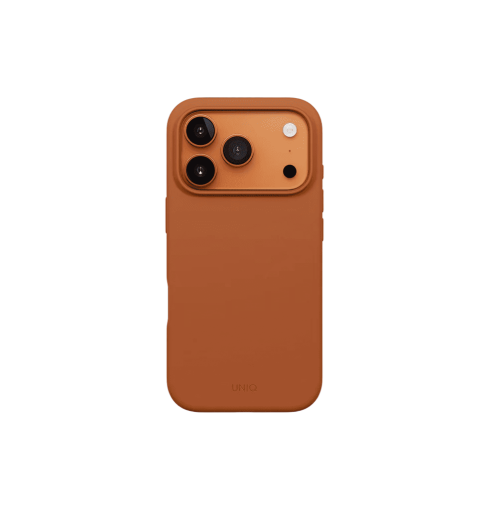 جراب UniQ Lino الهجين من السيليكون المتوافق مع MagClick لهاتف iPhone 17 Pro - برتقالي 