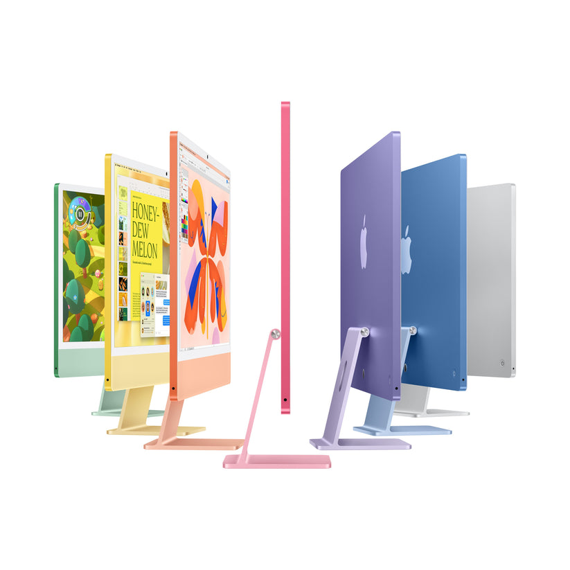 Group presentation of all color choices highlighting the 24-inch iMac M4 Pink edition at Tradeline Egypt.