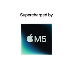 Close-up graphic of the Apple M5 chip inside the 14-inch MacBook Pro 1TB Space Black at Tradeline.