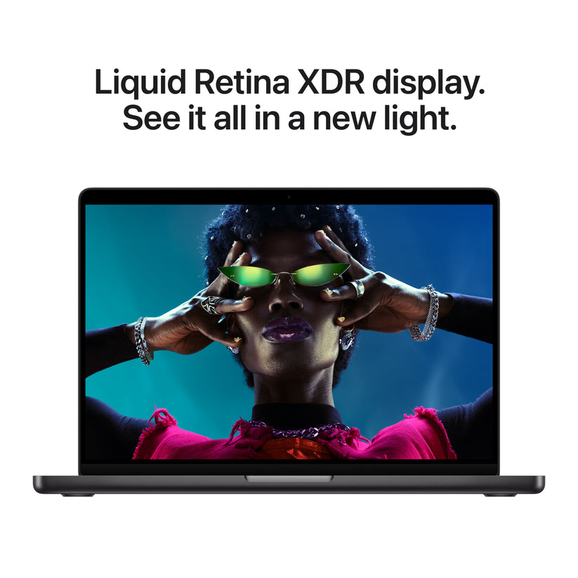 Liquid Retina XDR display highlighted on the 14-inch MacBook Pro M5 1TB Space Black at Tradeline.