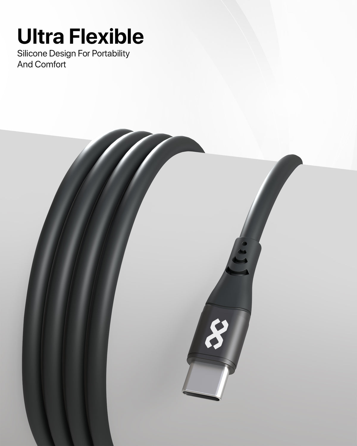 infyty DUO FLEX-I Silicone USB-C to USB-C Charging Cable 100W (1M) - Black