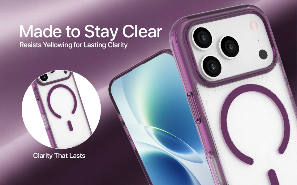 infyty GLOVIO Clear Case with Colored Edges for iPhone 18 Pro Max - Burgundy