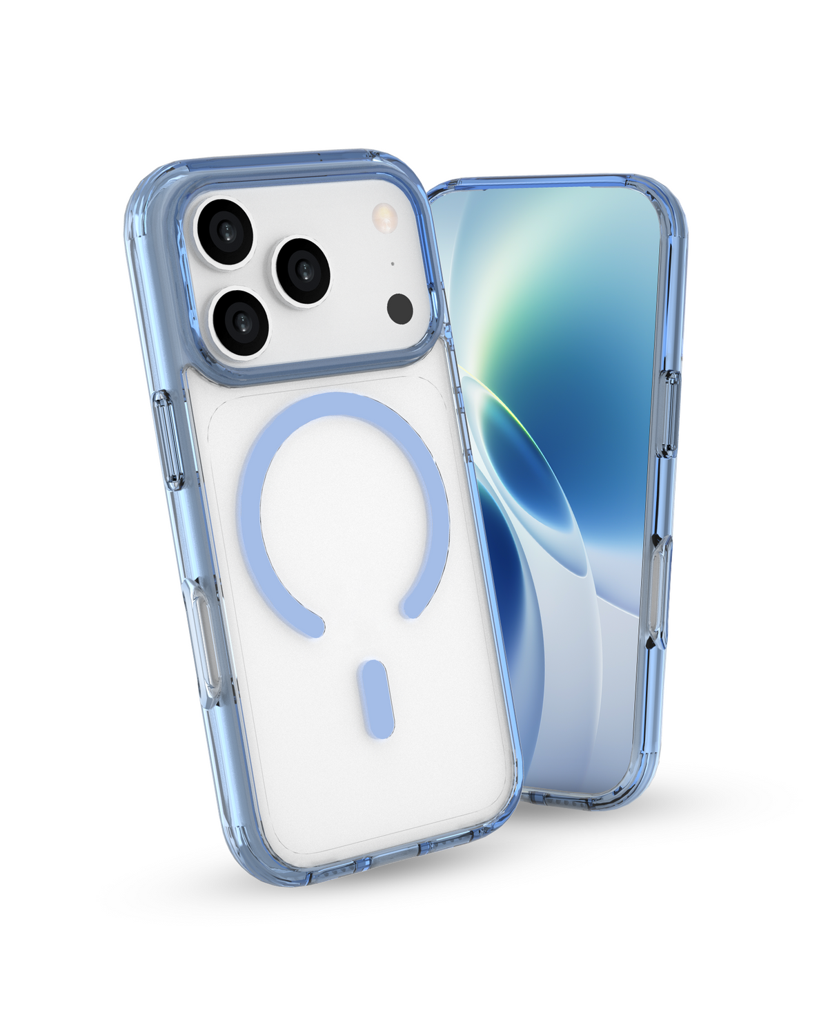 infyty GLOVIO Clear Case with Colored Edges for iPhone 18 Pro Max - Light Blue