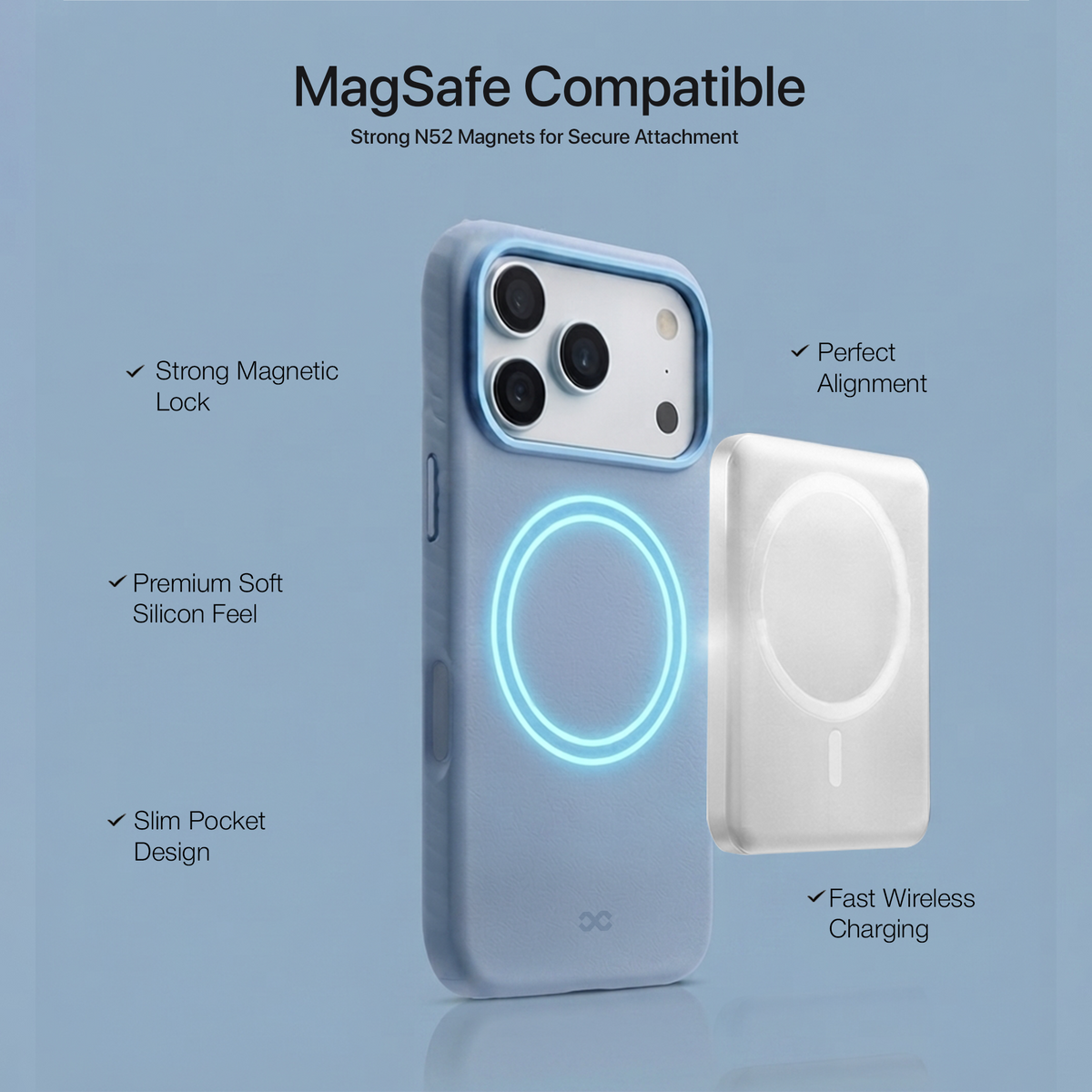 infyty LAVIO Premium Soft Silicone Case for iPhone 18 Pro Max - Light Blue