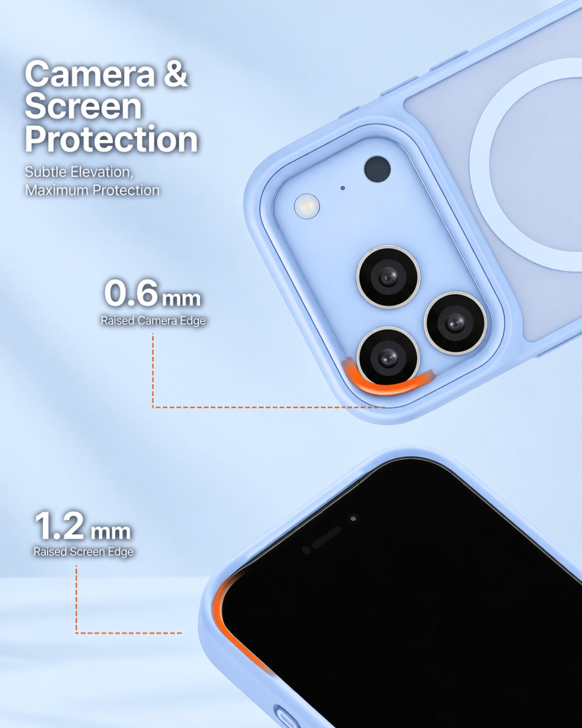 infyty MODO Frosted Soft Touch Case with Metallic Accents for iPhone 18 Pro - Light Blue