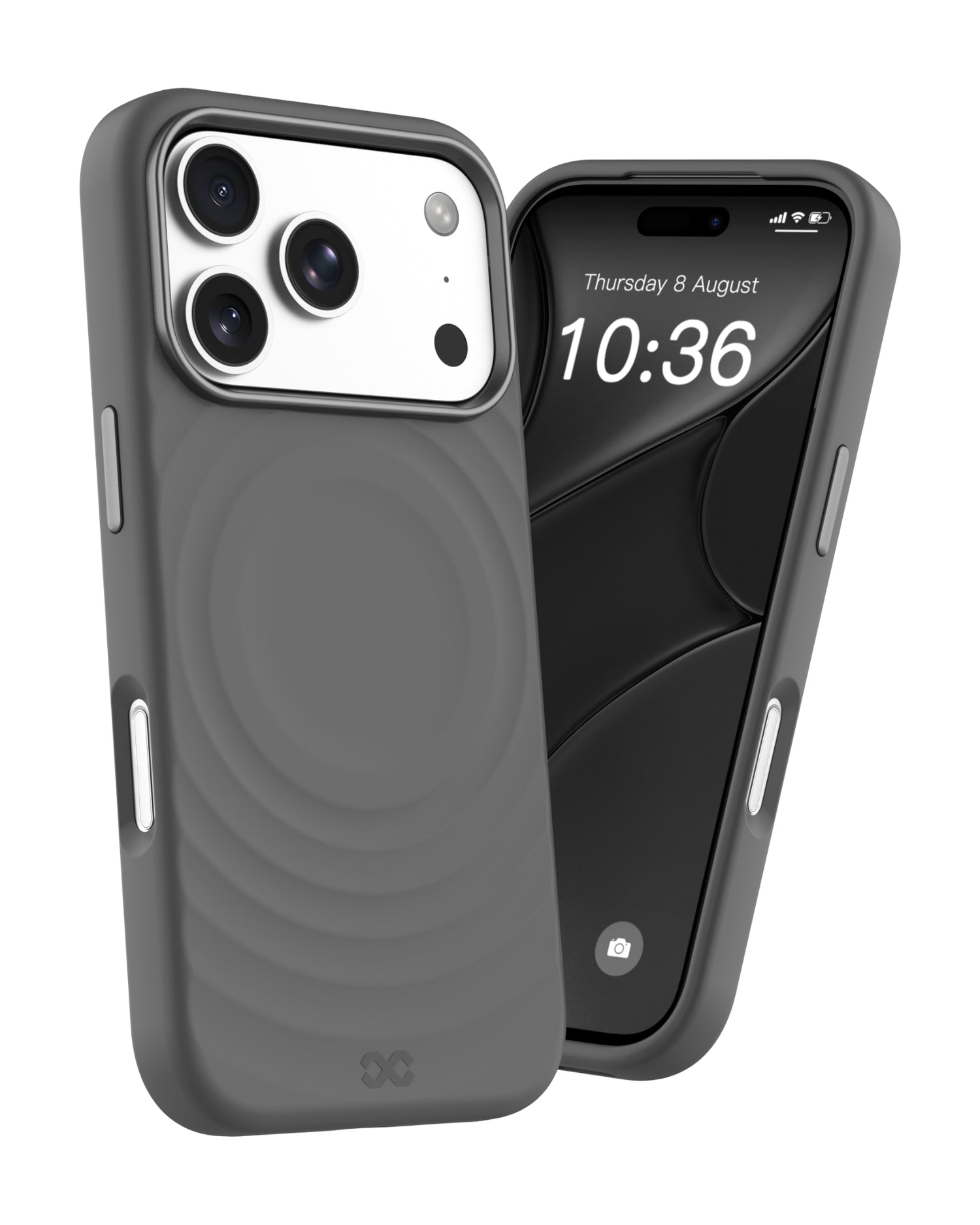 infyty QUIVERX Soft Silicone Ripple Case with Metallic Accents for iPhone 18 Pro - Dark Grey
