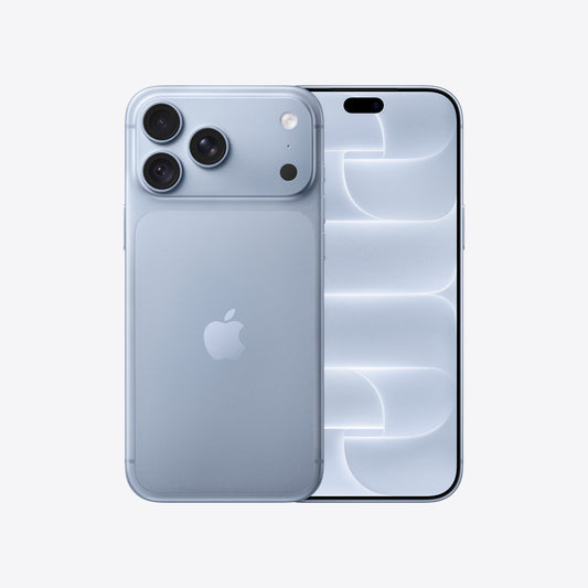 Front and back view display of the iPhone 18 Pro Max 1TB Glacier available at Tradeline.