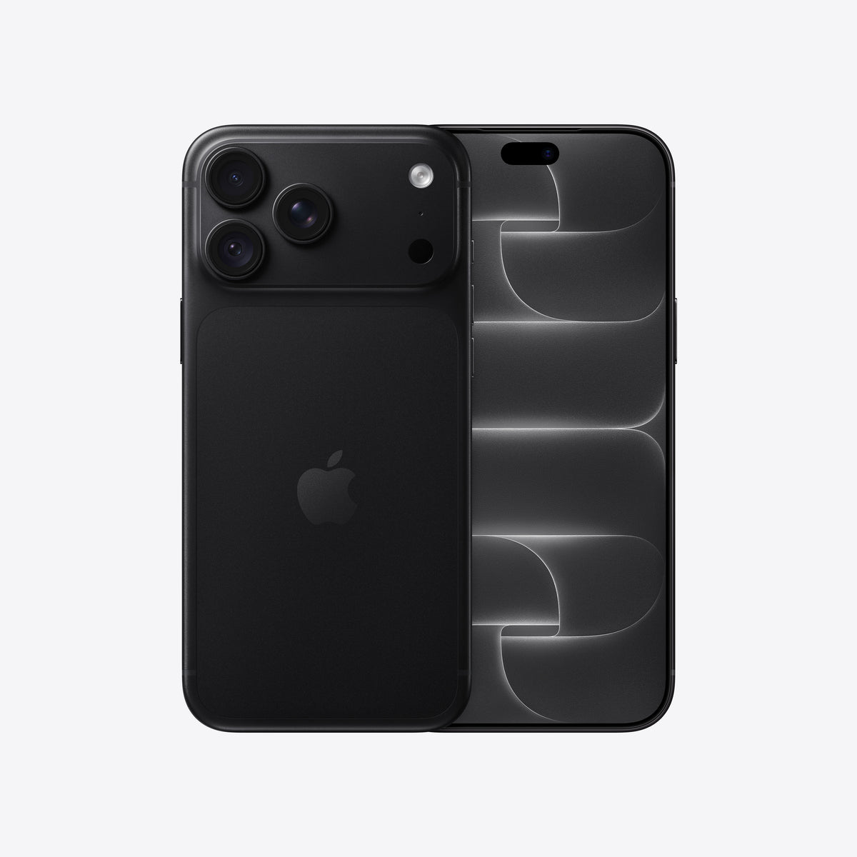 Front and back view display of the iPhone 18 Pro Max 256GB Black available at Tradeline.