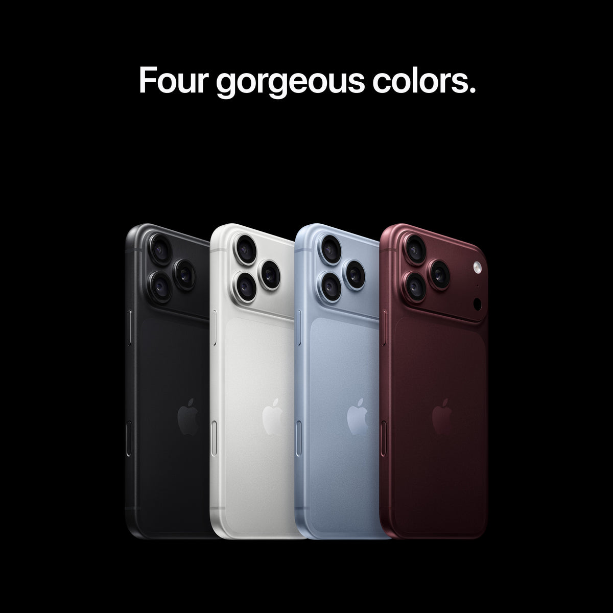 Four colors lineup showcasing the iPhone 18 Pro Max 256GB Silver edition from Tradeline.