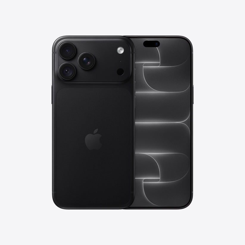 Front and back view display of the iPhone 18 Pro Max 512GB Black available at Tradeline.