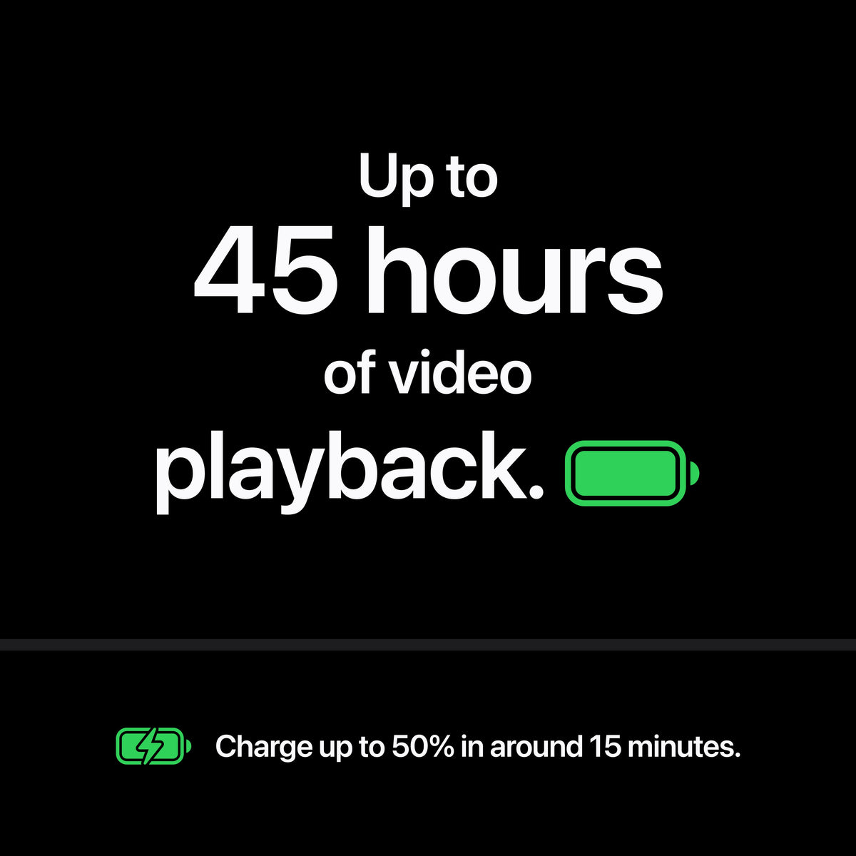 Up to 45 hours of video playback battery highlighted on the iPhone 18 Pro Max 512GB Glacier.