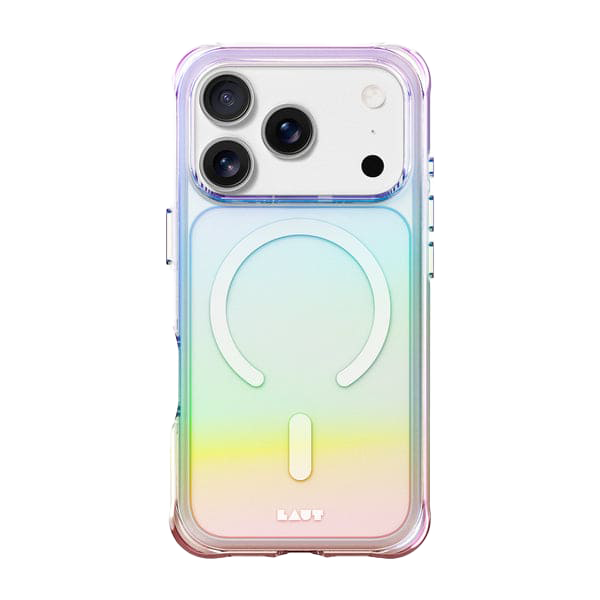 Rear view of the artistic, pearlescent Laut AERO HOLO protective case for iPhone 17 Pro in Holo Pearl at Tradeline.
