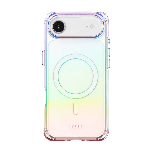 Rear view of the shimmering Laut AERO HOLO case for iPhone Air in Holo Pearl available at Tradeline.