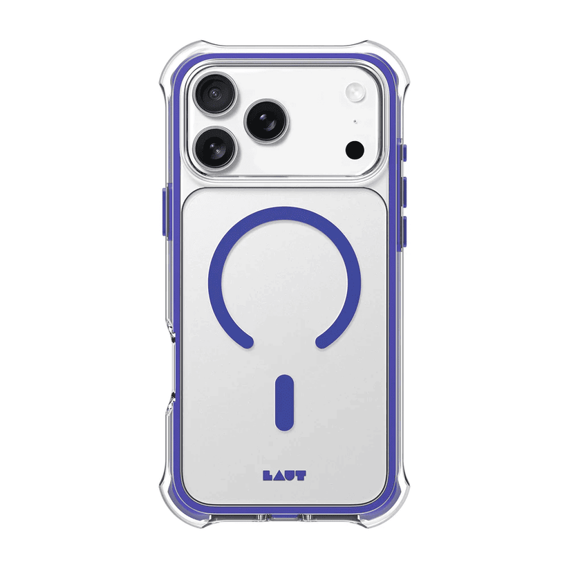 Rear view of the ultra-rugged Laut AERO PROTECT matte case for iPhone 17 Pro Max in Future Blue from Tradeline.