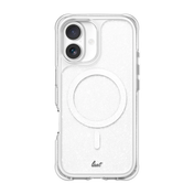 Rear view showing the scratch-resistant back panel of the Laut AERO SPARKLE case for iPhone 17 in Crystal Silver at Tradeline.