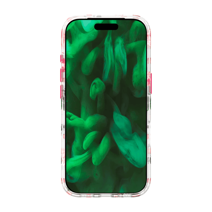 front view of the vibrant Laut BLOSSOM LUXE case for iPhone 17 Pro Max in Pink Roses graphic available at Tradeline.