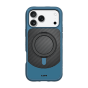 Rear view of the stylish Laut CARBON MATTER impact case for iPhone 17 Pro in Frozen Blue finish from Tradeline.